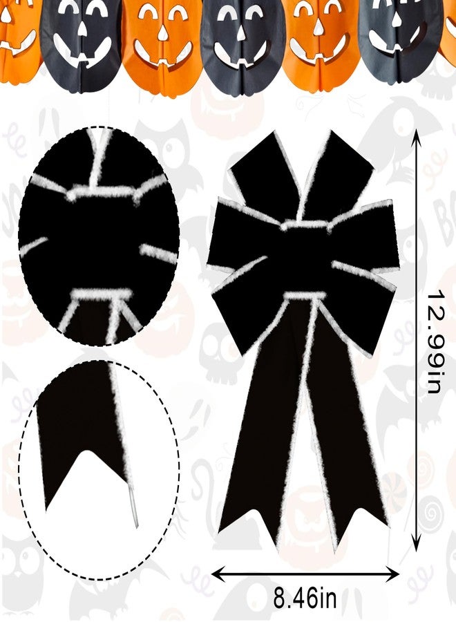 Habbiful 2PCS Christmas Bows for Wreath, Christmas Wreath Bow for Front Door Black Velvet Tree Topper Ornament Bows for Party Home Indoor Outdoor Decoration Supplies - Image 2